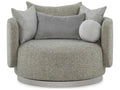 Soledad Swivel Lounger in Poplin Granite Fabric with Polished Stainless Steel Base