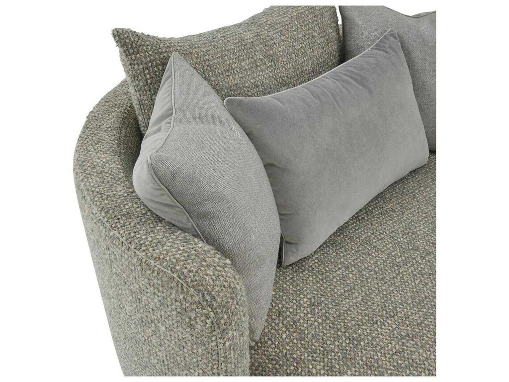 Soledad Swivel Lounger in Poplin Granite Fabric with Polished Stainless Steel Base