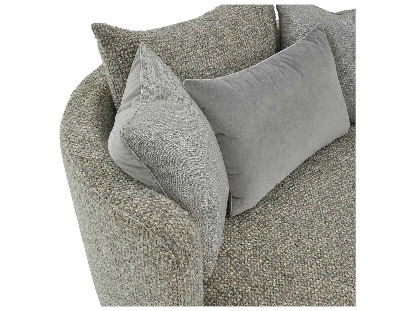 Soledad Swivel Lounger in Poplin Granite Fabric with Polished Stainless Steel Base