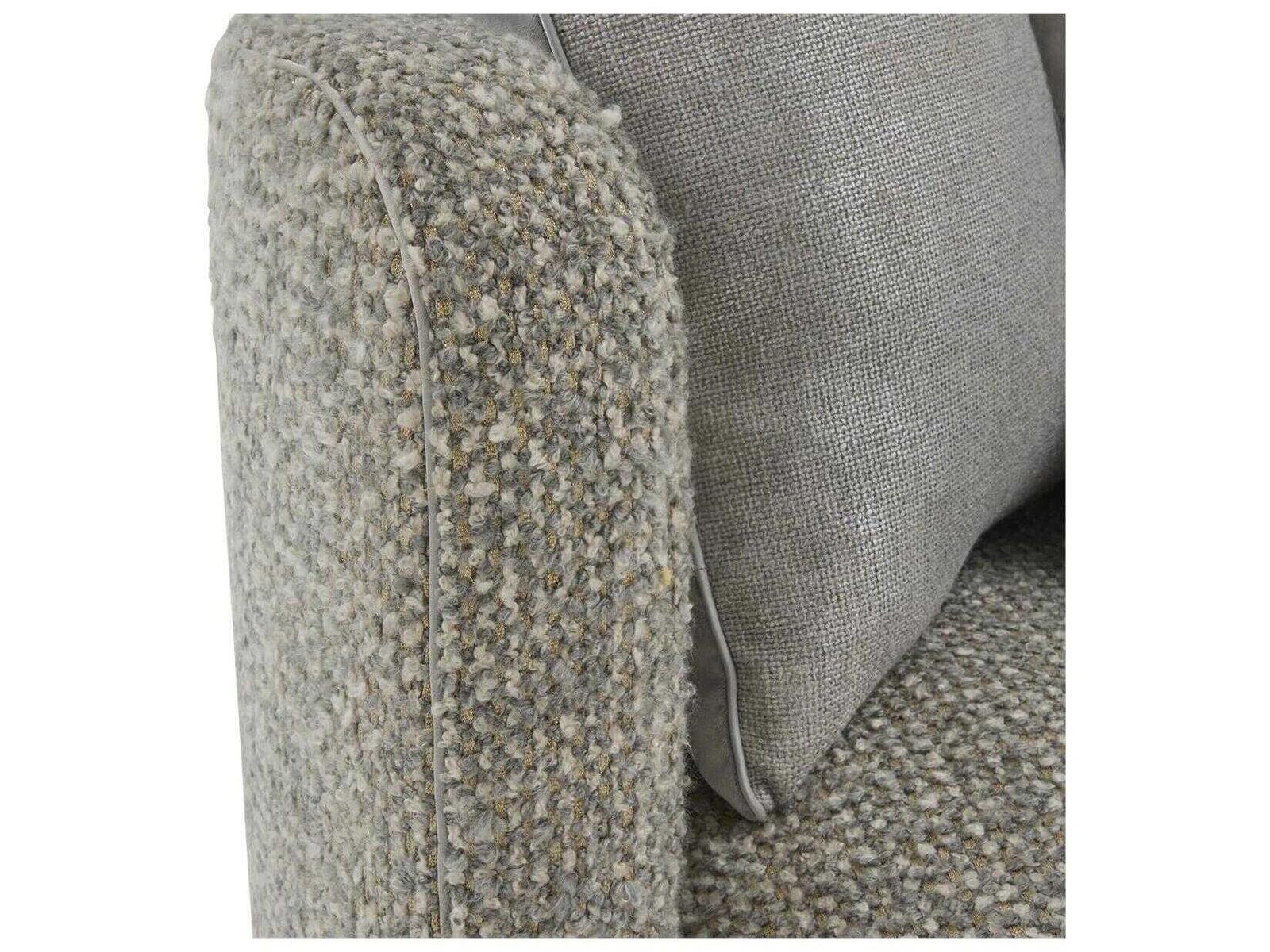Soledad Swivel Lounger in Poplin Granite Fabric with Polished Stainless Steel Base