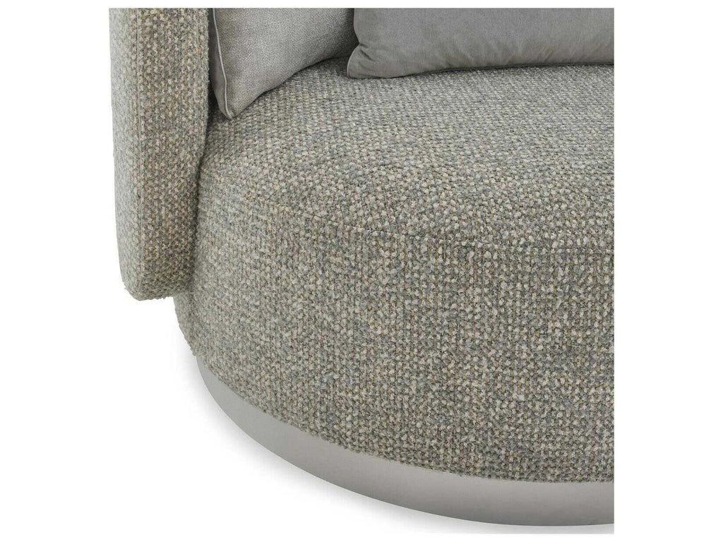 Soledad Swivel Lounger in Poplin Granite Fabric with Polished Stainless Steel Base