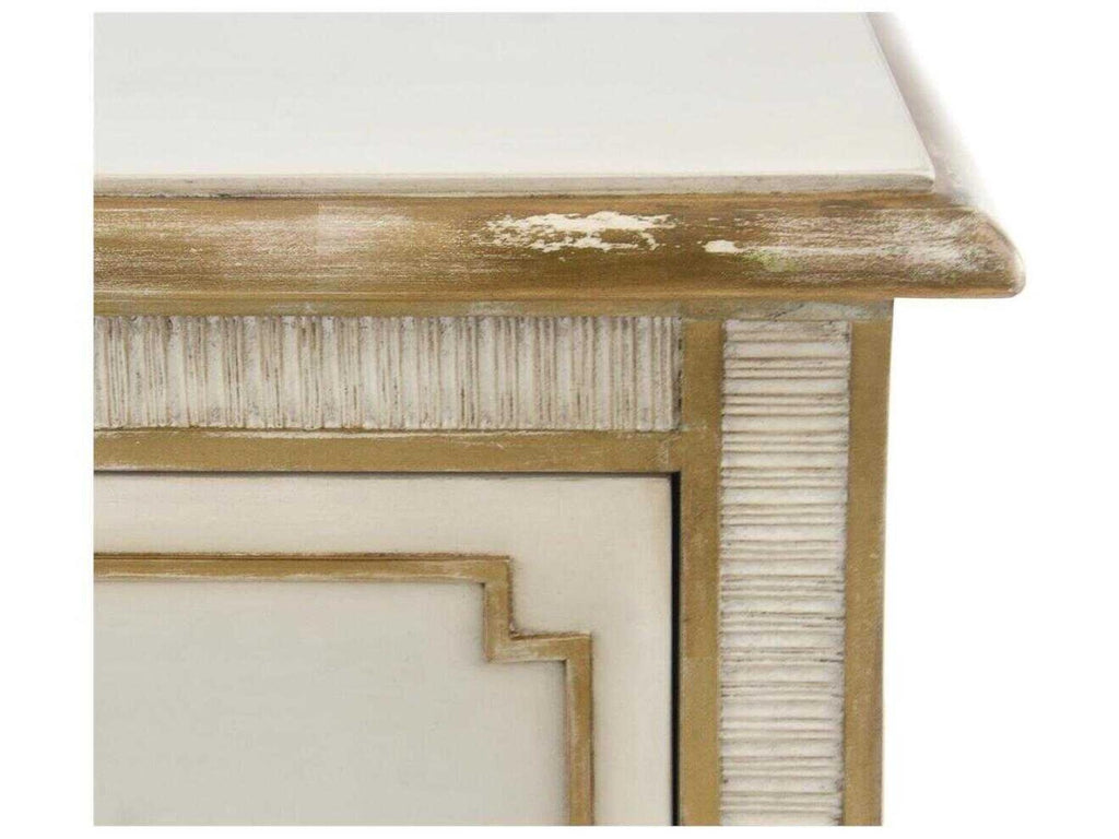 Mark McDowell Vallejo 2-Drawer Nightstand in Distressed Gold and Beluga