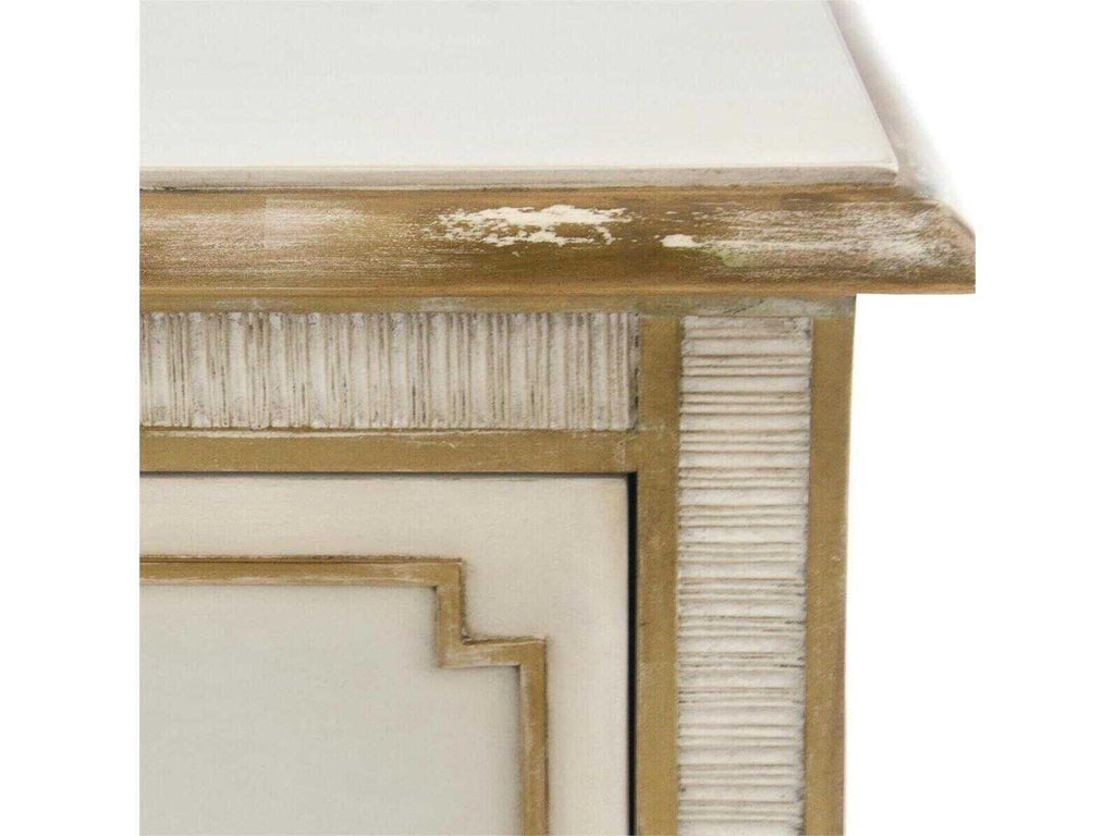 Mark McDowell Vallejo 2-Drawer Nightstand in Distressed Gold and Beluga