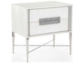 Cifra 2-Drawer Nightstand in Arctic White and Brushed Stainless Steel