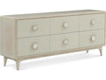 Alba 6-Drawer Oak Wood Dresser with White Agate Handles