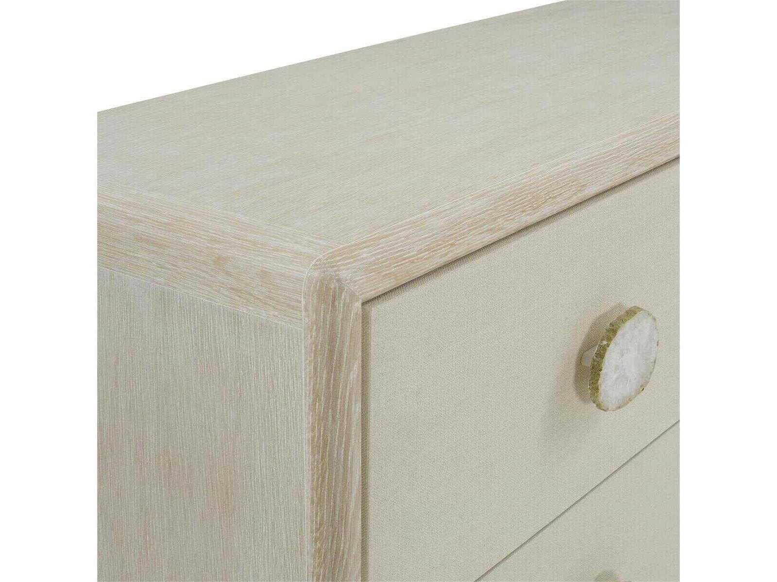Alba 6-Drawer Oak Wood Dresser with White Agate Handles