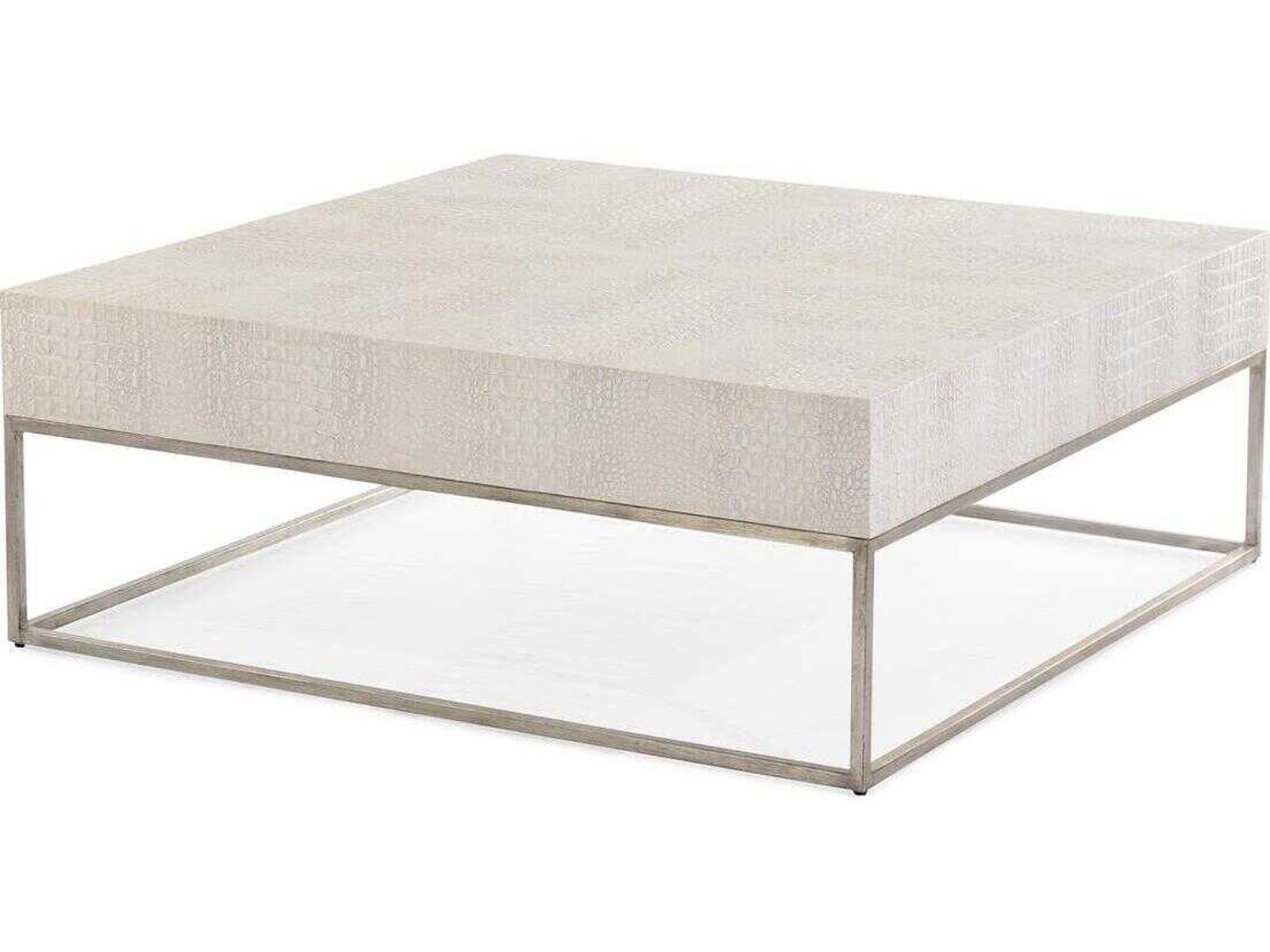Kano Square Resin White Coffee Table with Crocodile Pattern