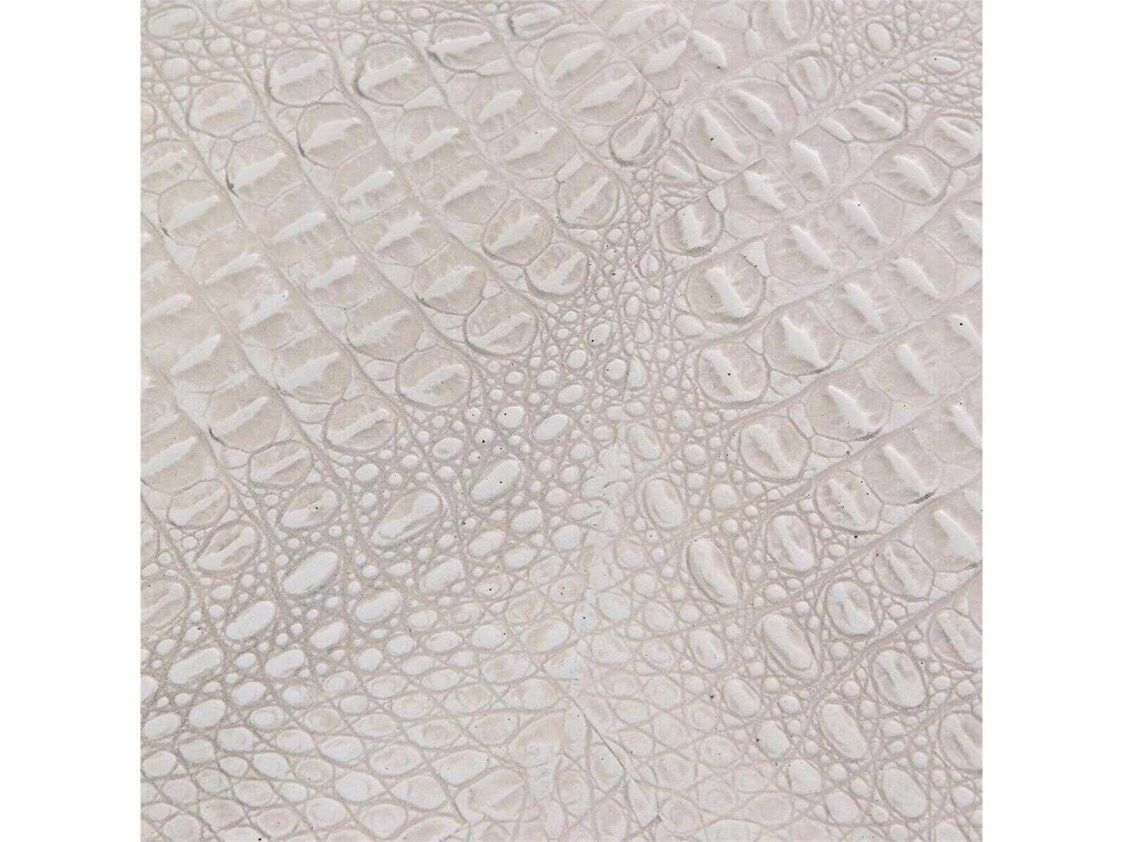 Kano Square Resin White Coffee Table with Crocodile Pattern