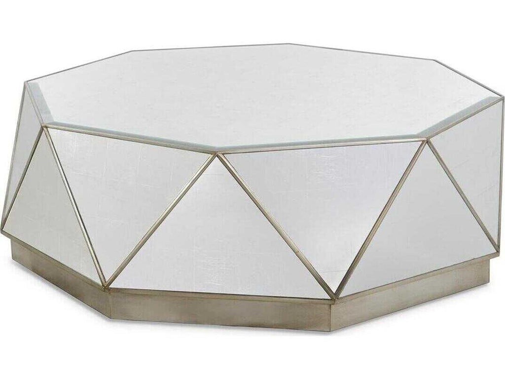 Christine Rendino Radiant Hexagon Glass Coffee Table in Burnished Silver Leaf