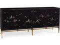 Migration Four-Door Credenza Black Glass with Old Gold Frame