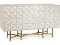 Ghost White Credenza with Hand-Carved Petal Detail