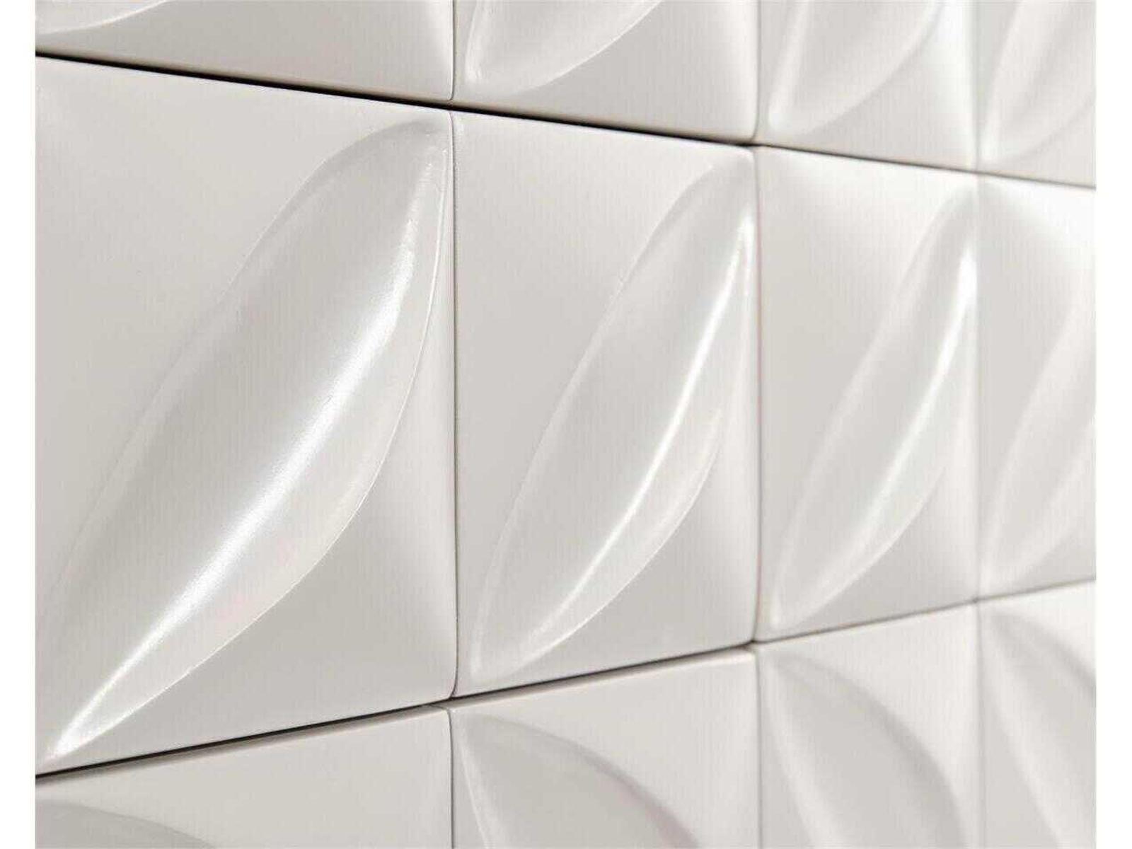 Ghost White Credenza with Hand-Carved Petal Detail