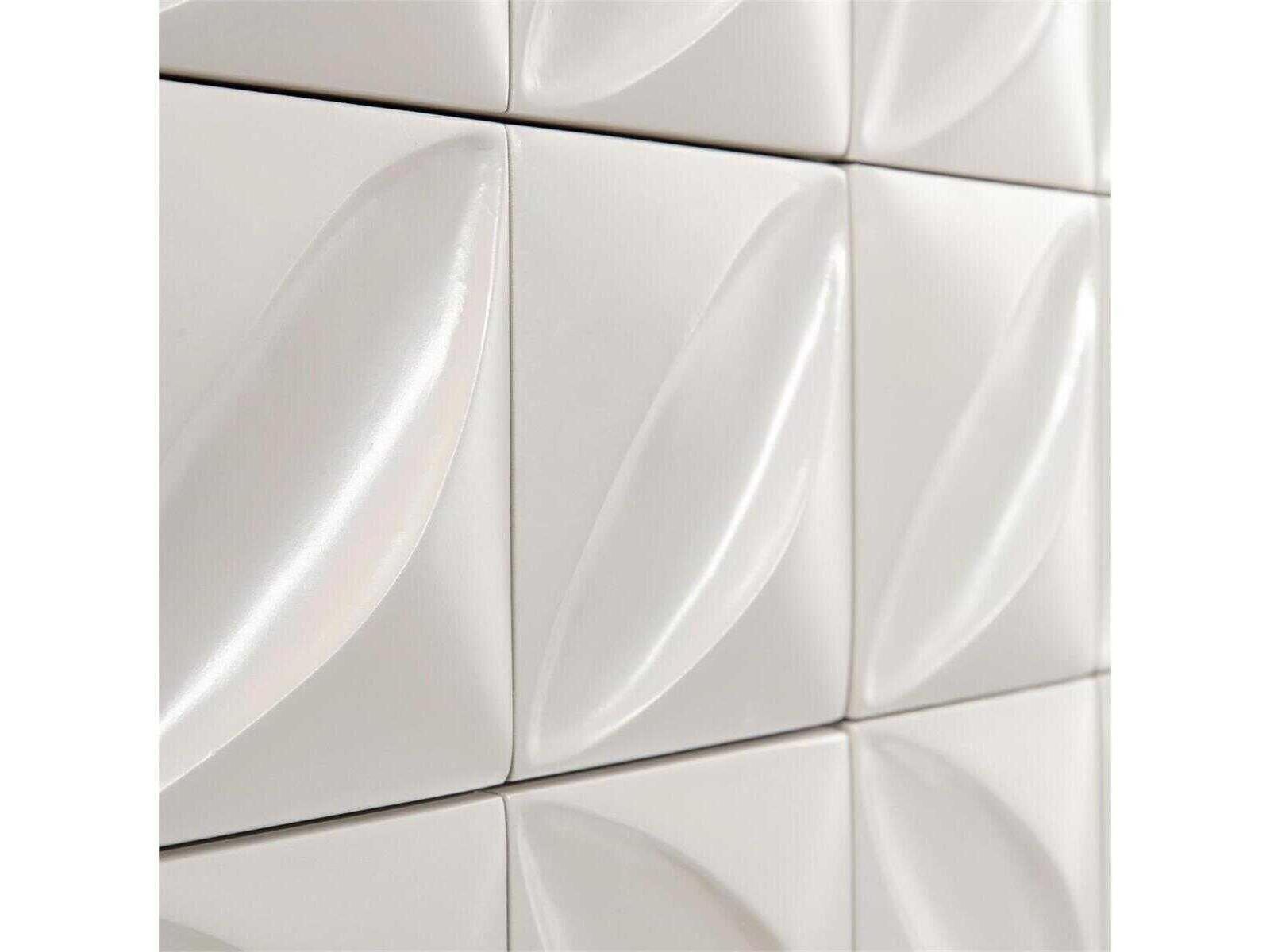 Ghost White Credenza with Hand-Carved Petal Detail