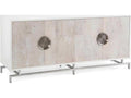 Dante Four-Door Credenza in Beluga White and Stainless Steel