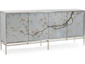 Falling Branch 4-Door ?glomisé Credenza with Hand-Painted Branches