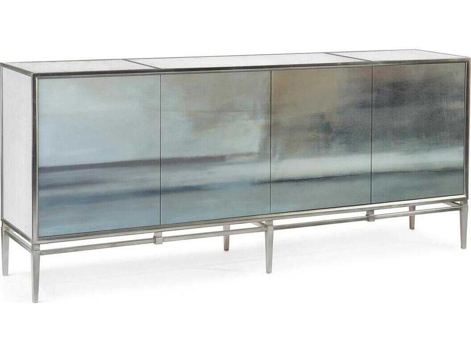 Carol Benson-Cobb Slated Four-Door Credenza with Silver Base