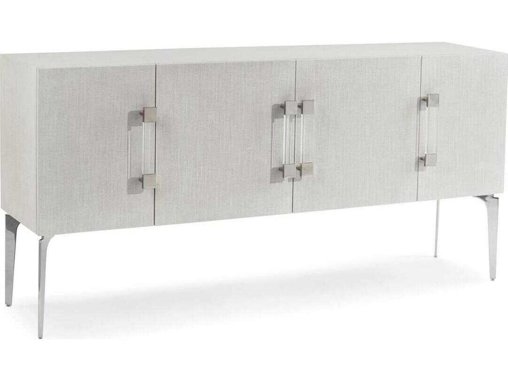 Martino 4-Door Sideboard in White Lacquer and Linen