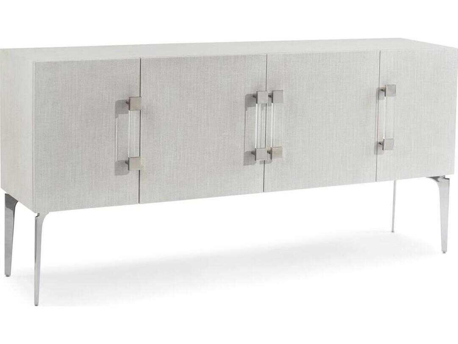 Martino 4-Door Sideboard in White Lacquer and Linen