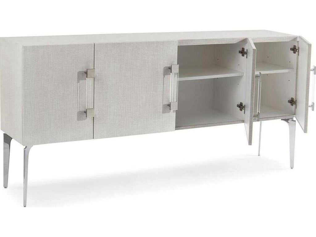 Martino 4-Door Sideboard in White Lacquer and Linen
