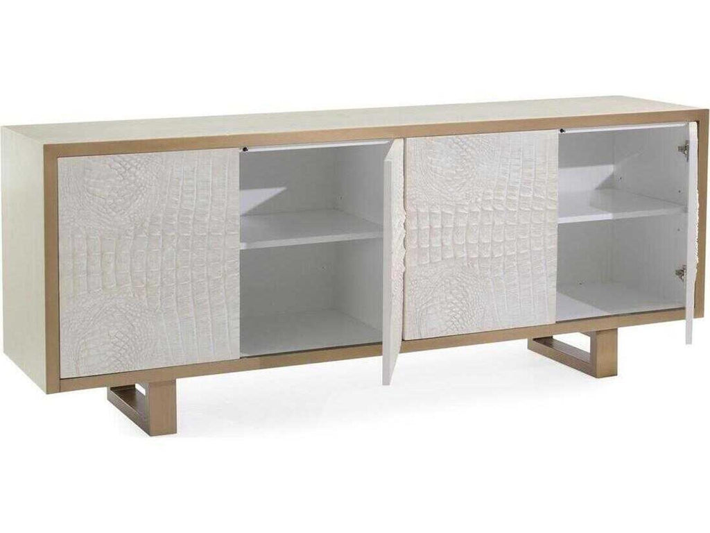 Kano Sideboard Book-Matched Faux Crocodile Pattern with Brushed Brass