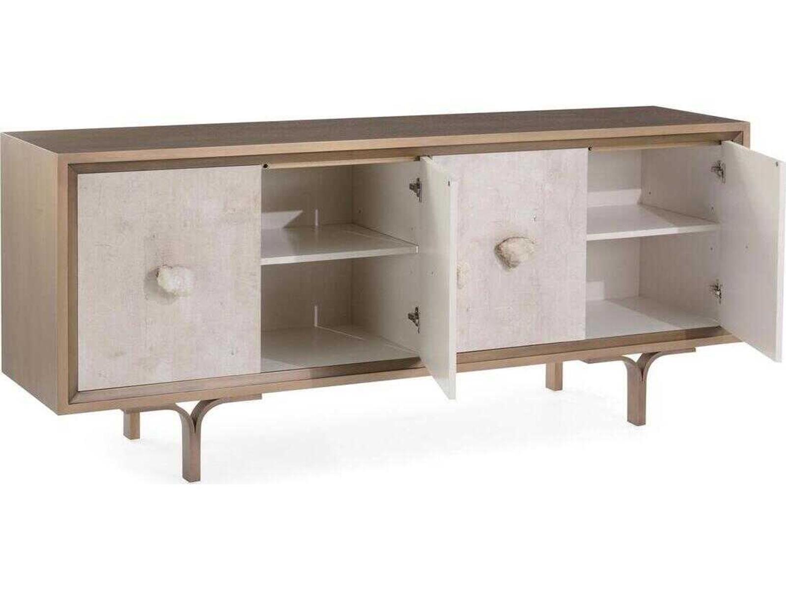 Mark McDowell Belgrave 84-Inch Tiza Gesso Sideboard with Crystal Handles