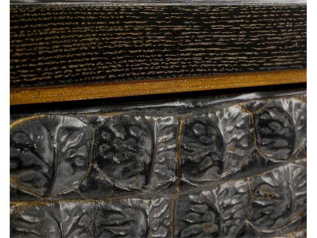 Greystoke 4-Door Sideboard in Gold Cerused Black and Faux Crocodile