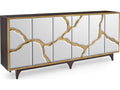 Ravine 6-Door Credenza Smoked Oak and Gold Mirror
