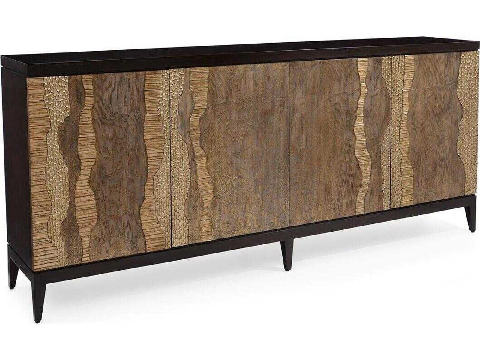 River's Edge 4-Door Sideboard in Espresso with Rose Silver Cerusing