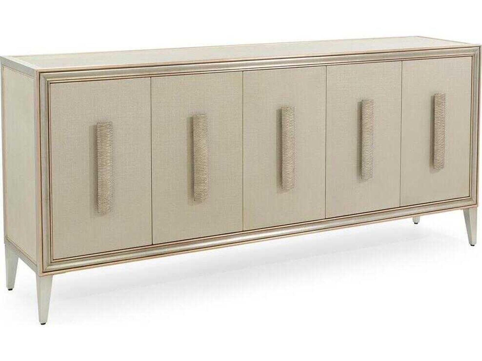 Mark McDowell Cefalu 5-Door Credenza in Burnished Pewter and Champagne