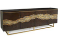 Mark McDowell Golden Valley 4-Door Credenza Walnut Wood Antique Gold