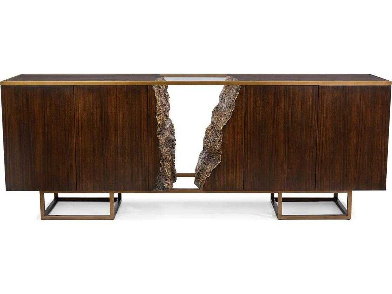 Terra Four-Door Credenza Sideboard in Smokey Paldao and Cheddar Gold