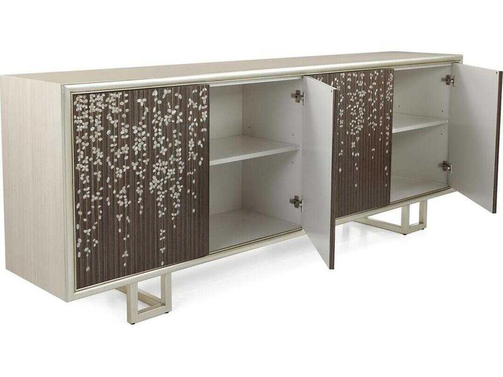 Wisteria 94 Inch Beech Wood Sideboard with Mother of Pearl Inlay