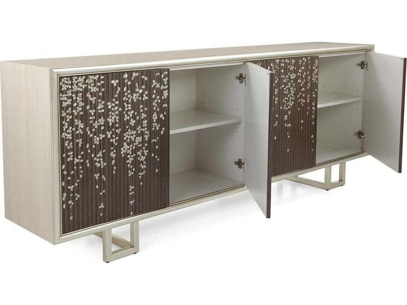 Wisteria 94 Inch Beech Wood Sideboard with Mother of Pearl Inlay