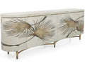 Chardon 94-Inch Six-Door Credenza with Limestone and Gold Stucco Finish