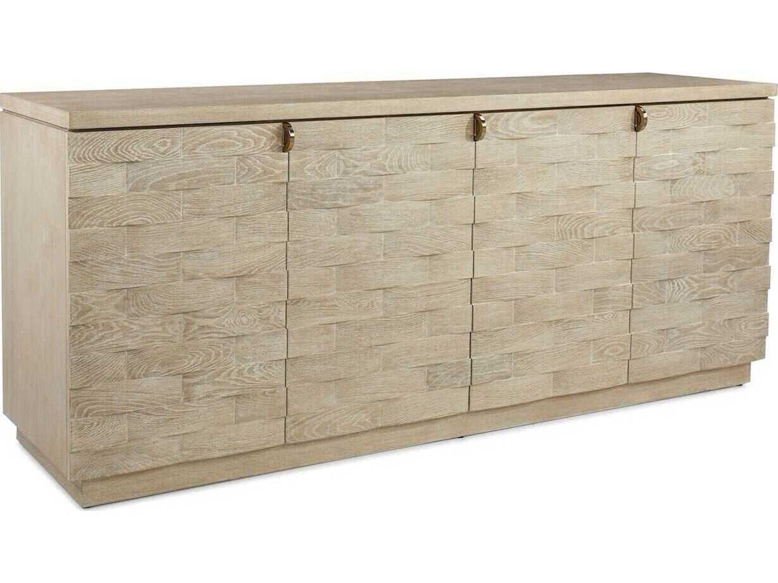 Tessere 84 Inch Limed Oak Wood Sideboard with Weave Pattern