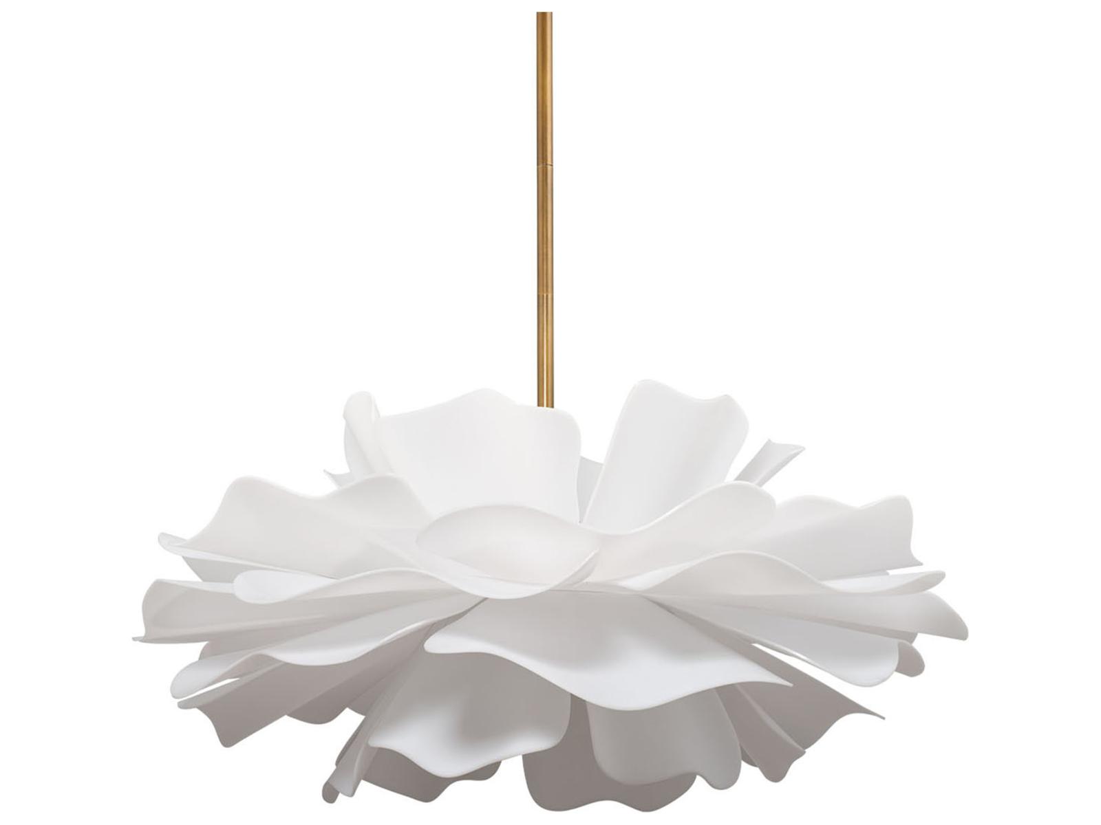 Jamie Young Zinnia 4-Light Chandelier in Frosted White Acrylic and Antiqued Brass