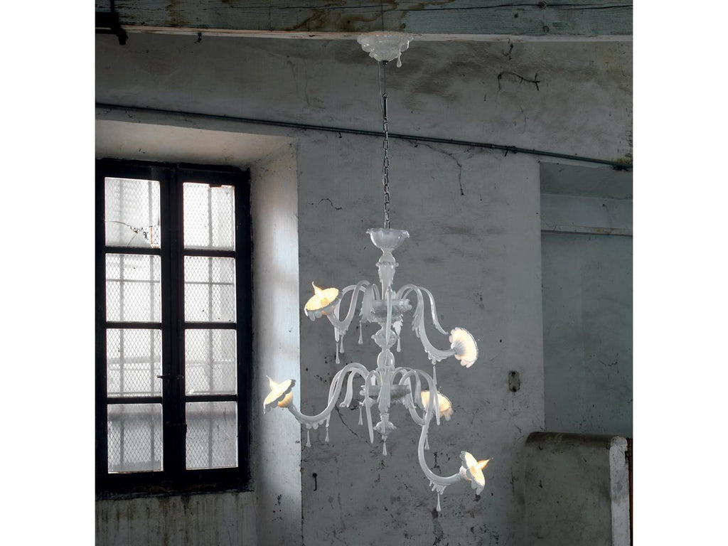 Karman 5-Light Au-revoir White Opalinen Chandelier