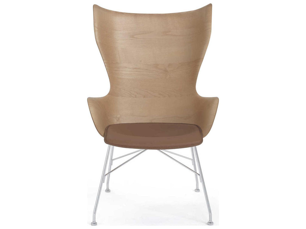 K Wood 4917 Accent Chair in Dark Ash with Chrome Frame