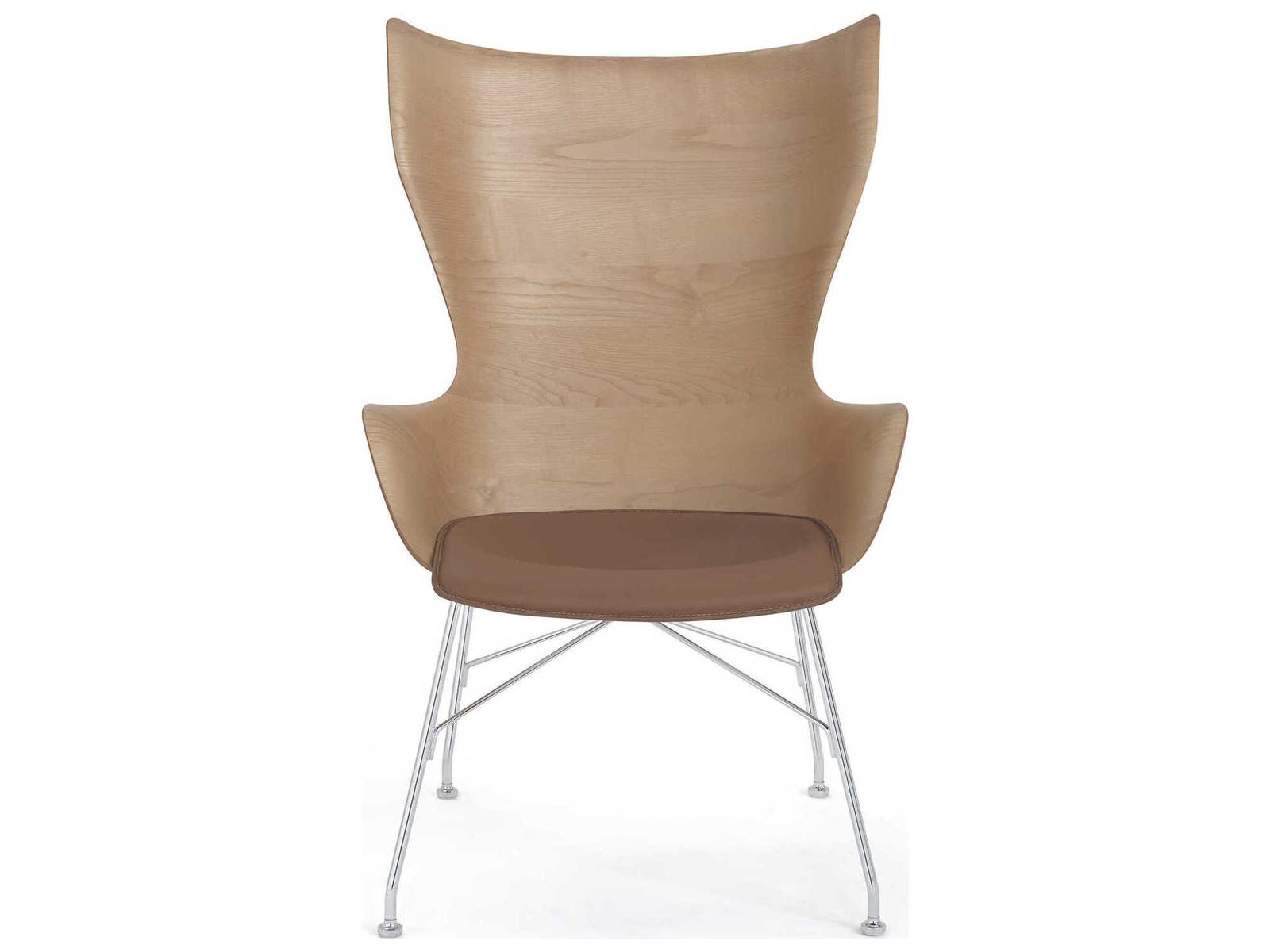 K Wood 4917 Accent Chair in Dark Ash with Chrome Frame