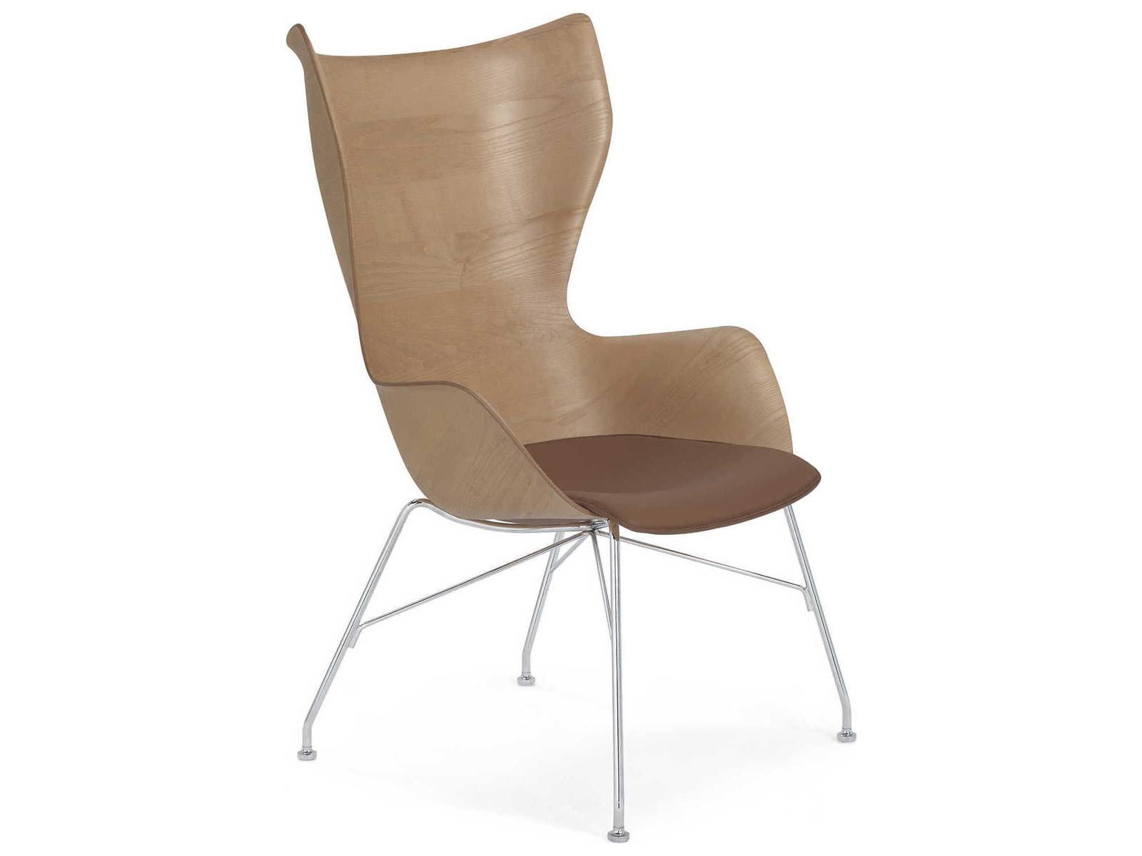 K Wood 4917 Accent Chair in Dark Ash with Chrome Frame