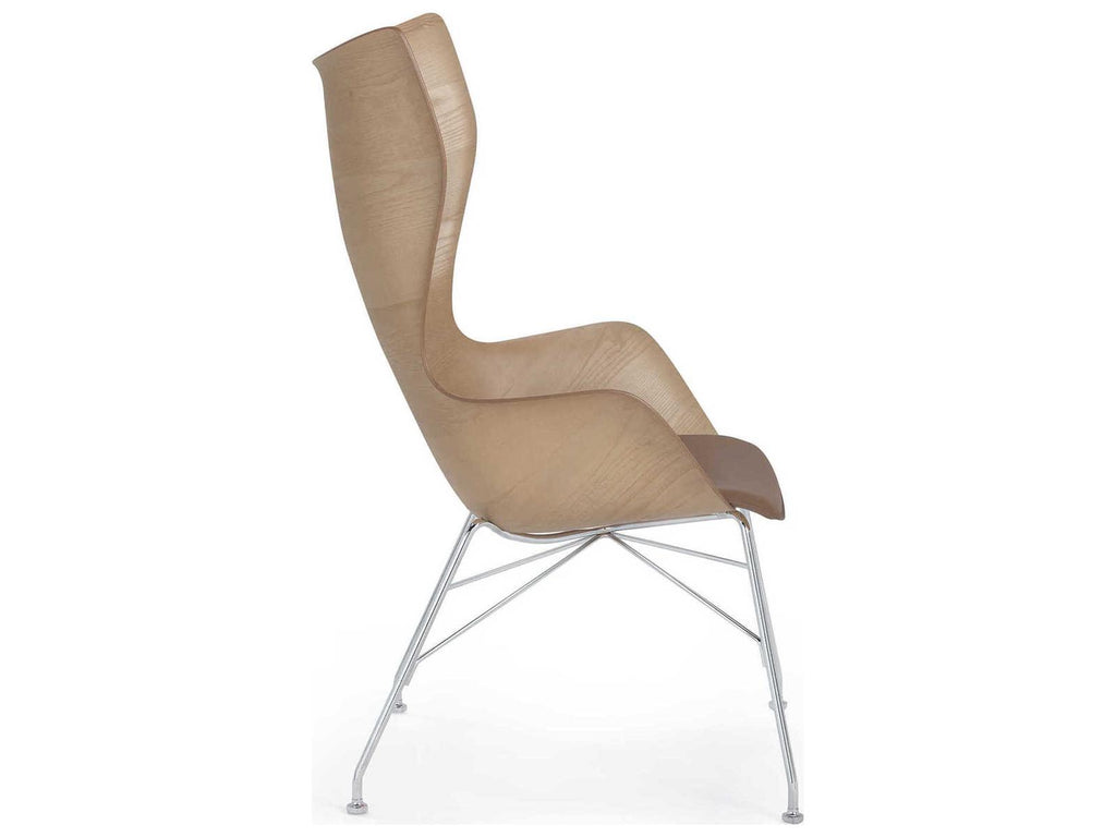 K Wood 4917 Accent Chair in Dark Ash with Chrome Frame