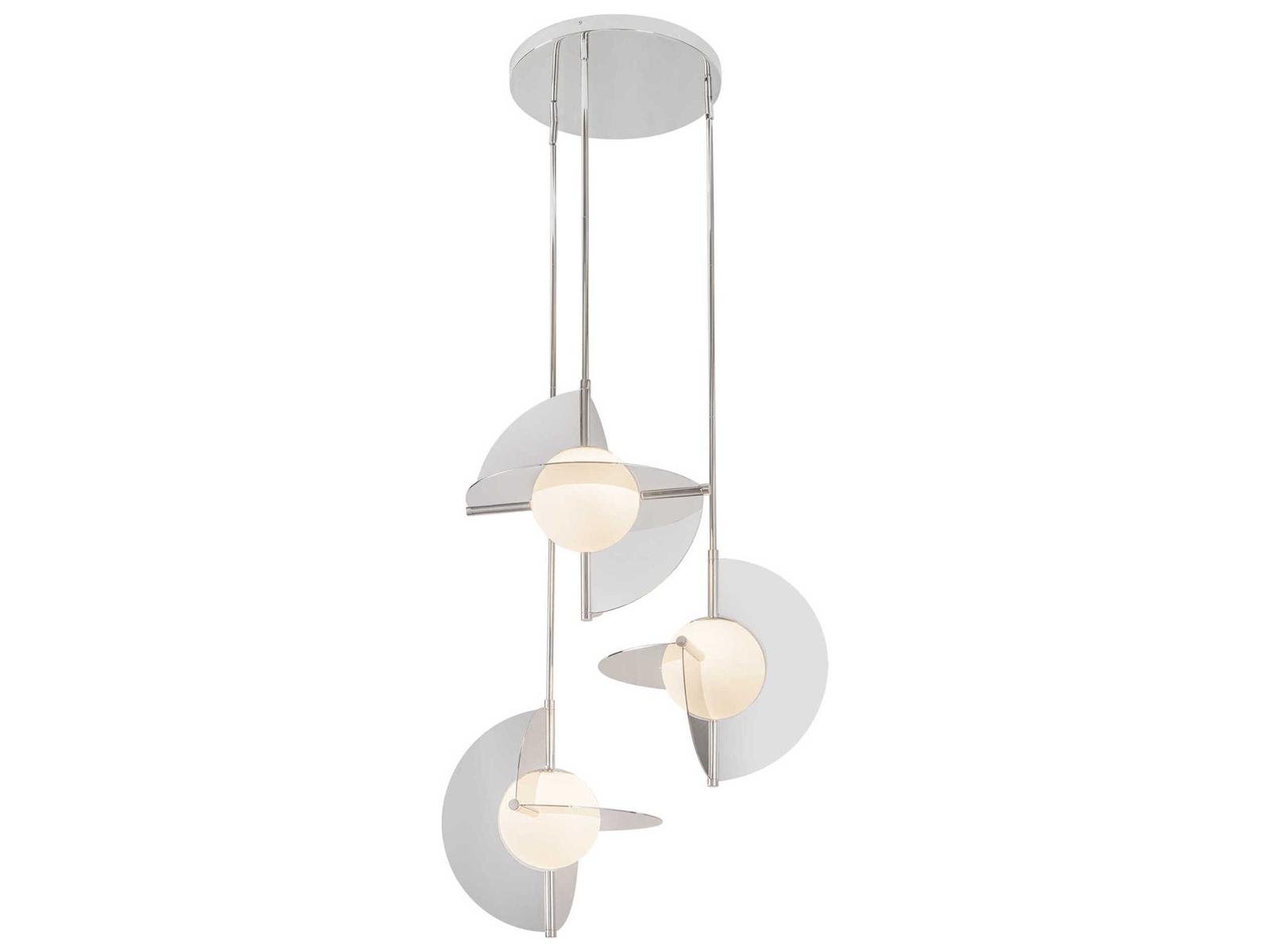 Kuzco Lighting Scorpio Polished Nickel Geometric LED Chandelier with Opal Glass