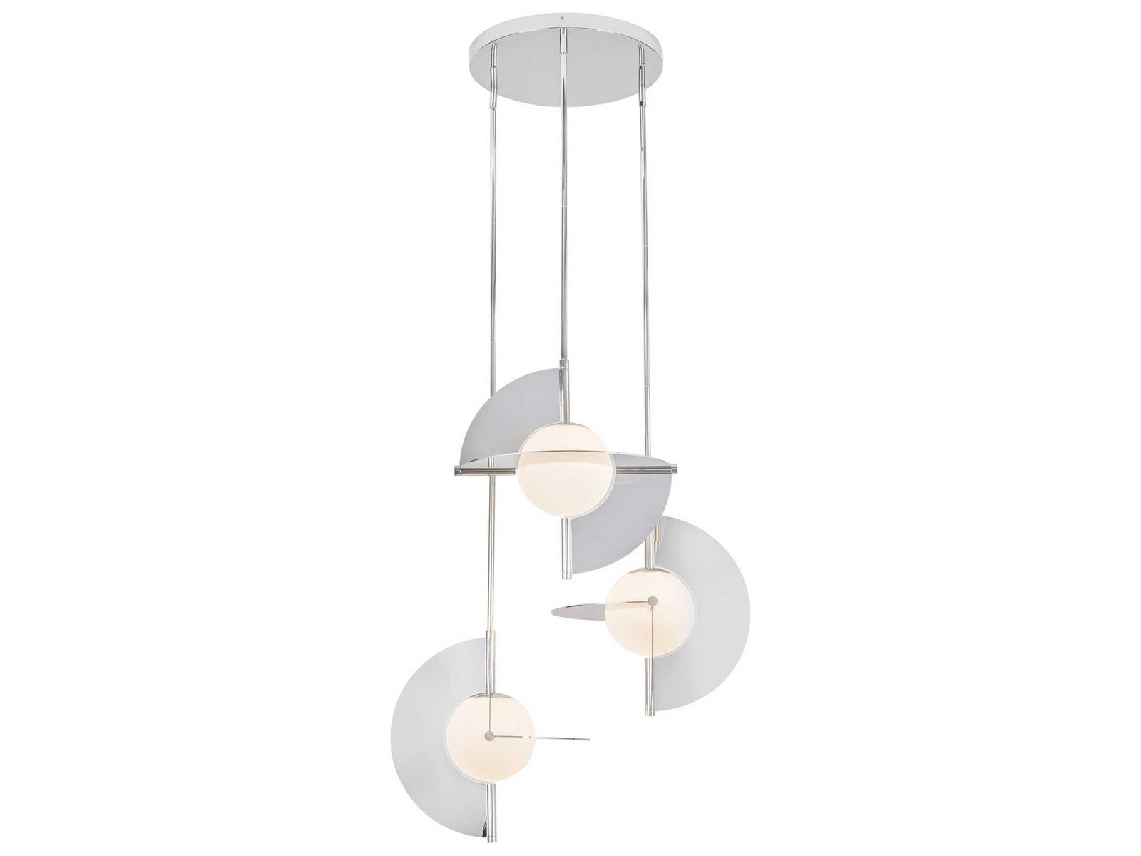Kuzco Lighting Scorpio Polished Nickel Geometric LED Chandelier with Opal Glass