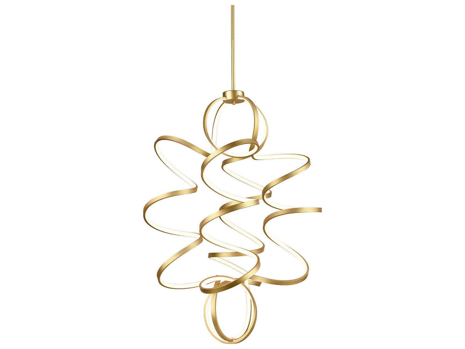 Kuzco Lighting Synergy LED Chandelier in Antique Brass with White Silicone Diffuser