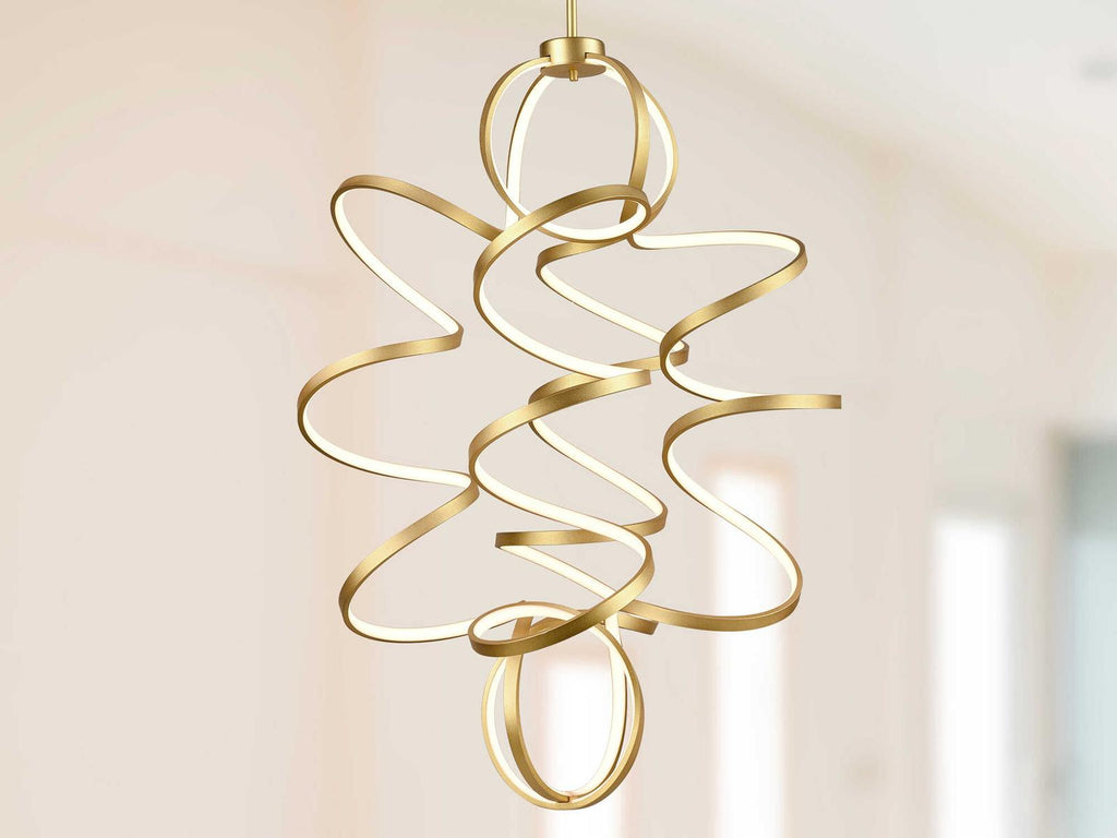 Kuzco Lighting Synergy LED Chandelier in Antique Brass with White Silicone Diffuser