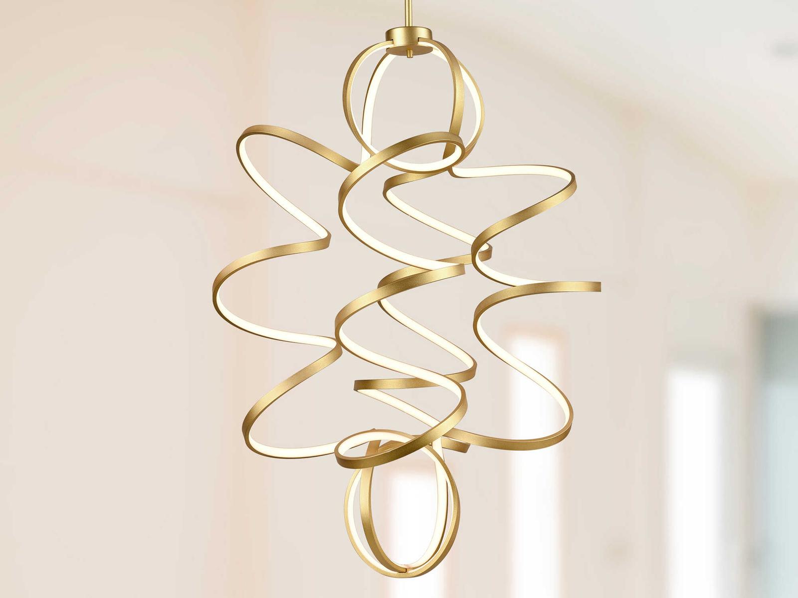 Kuzco Lighting Synergy LED Chandelier in Antique Brass with White Silicone Diffuser