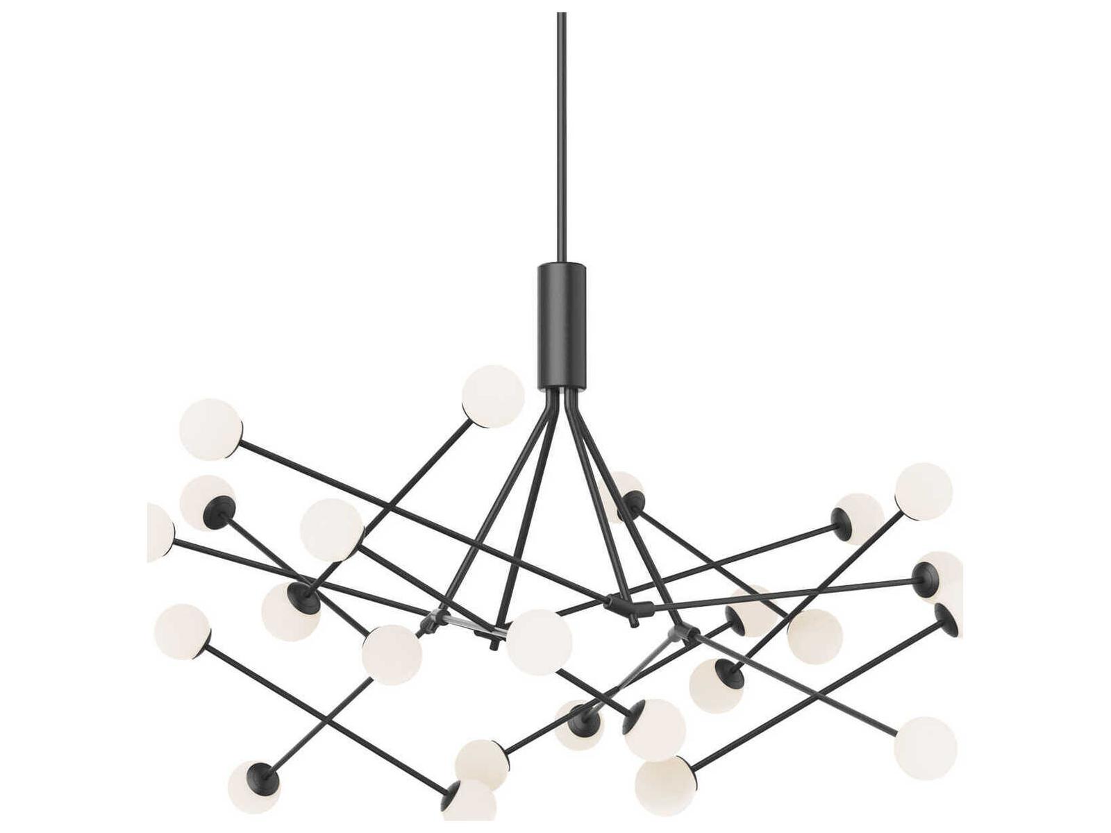 Kuzco Lighting Moto 56-Inch LED Chandelier in Black with Opal Glass