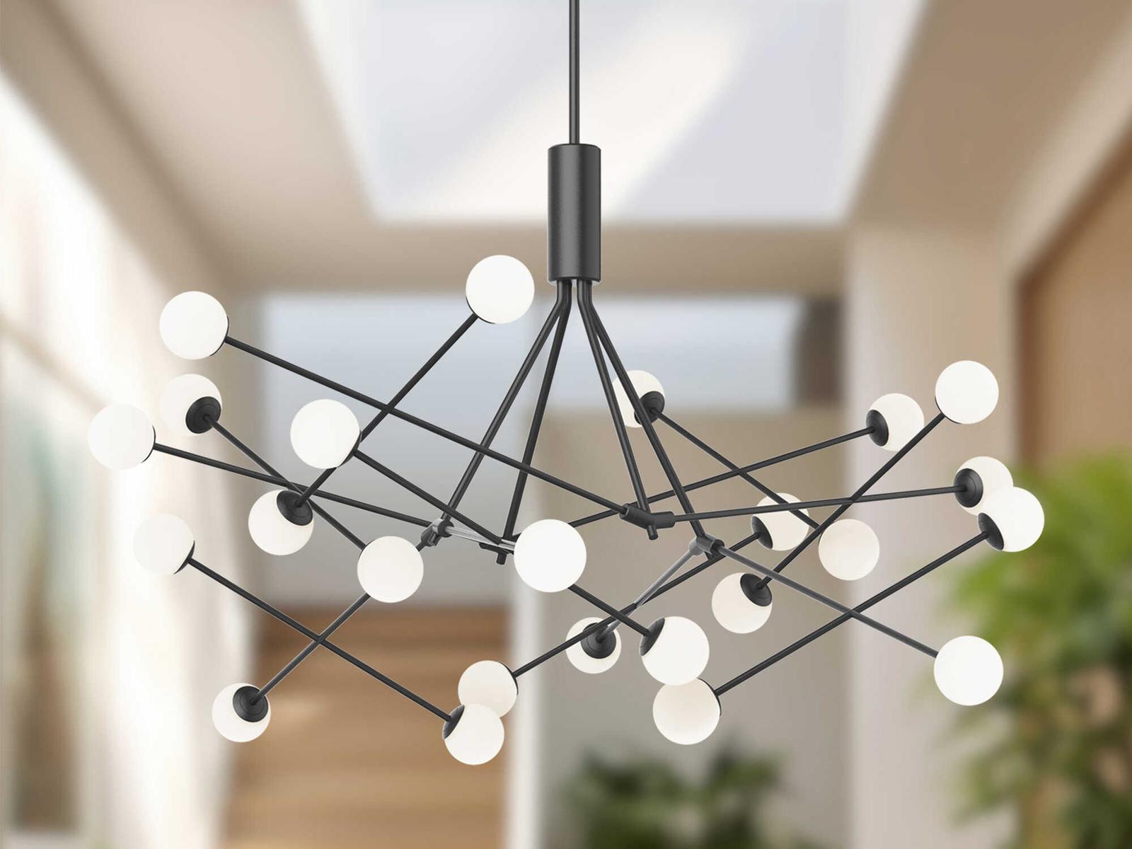 Kuzco Lighting Moto 56-Inch LED Chandelier in Black with Opal Glass