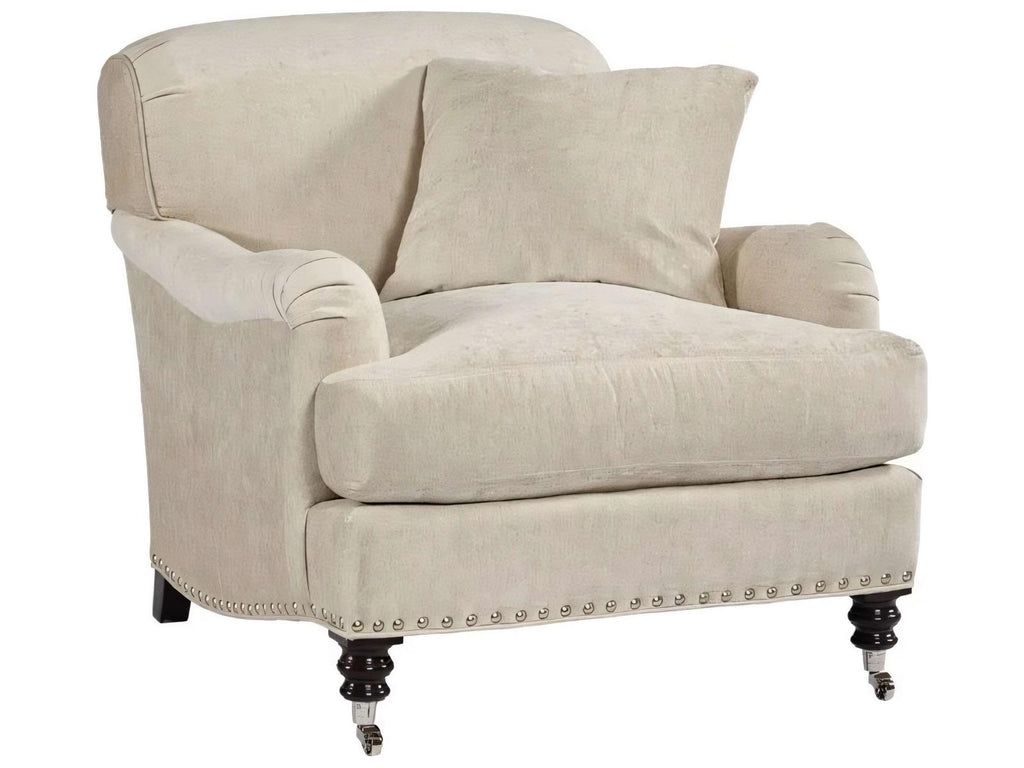 Albert Upholstered Accent Chair with Nailhead Trim and Casters