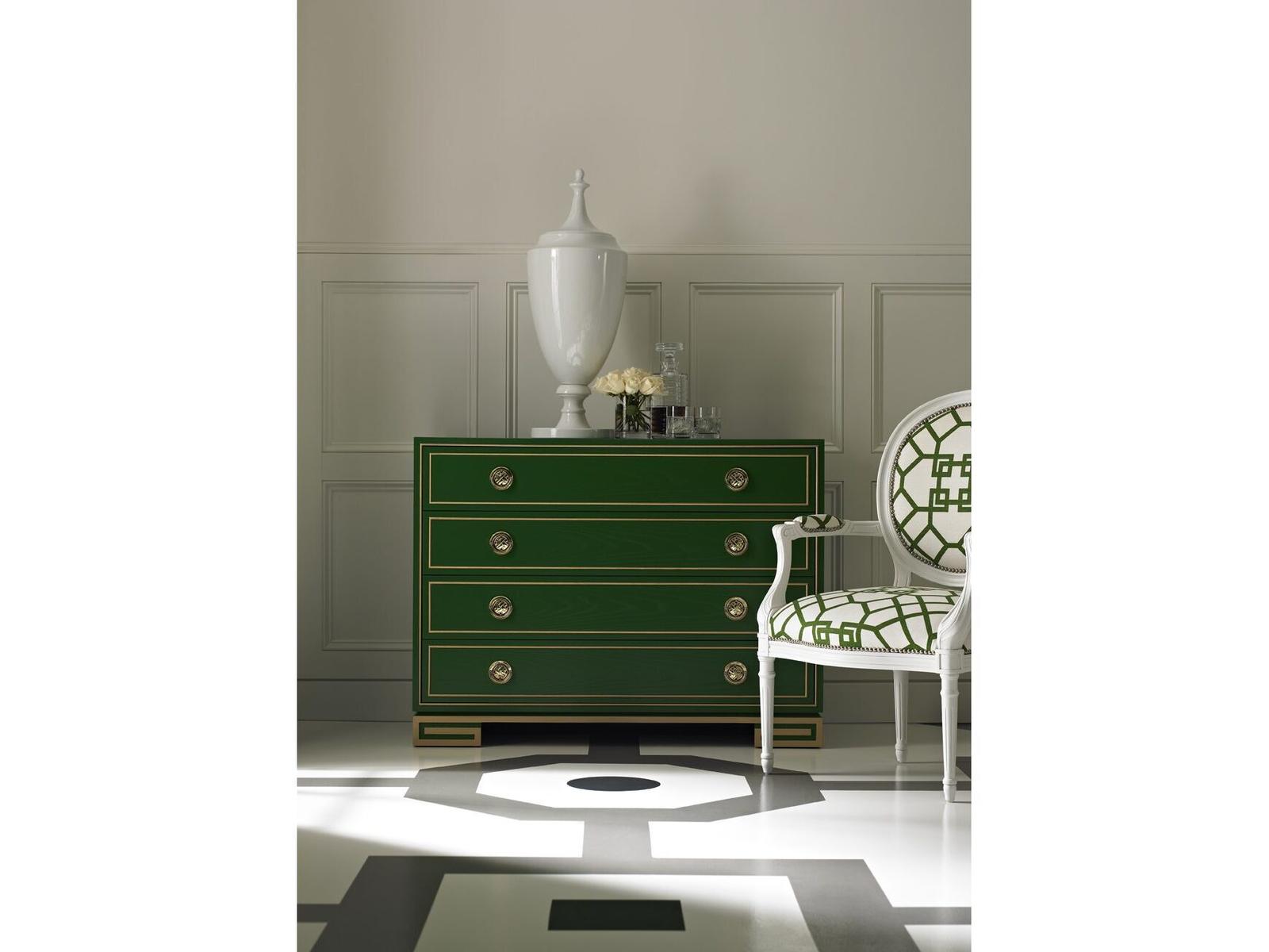 Karl 4-Drawer Dresser with Greek Key Accents in Custom Green Finish
